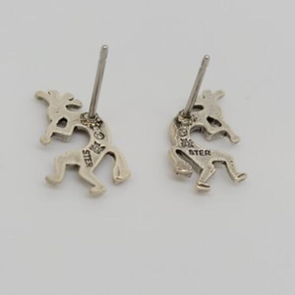 Prankster Kokopelli 925 Precious Sterling Silver Pierced Earrings - Picture 7 of 10